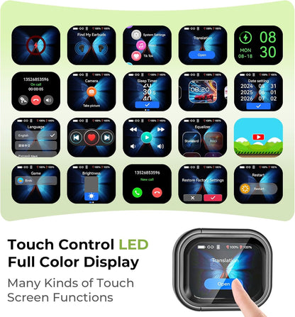 NexvoHub™ AI Translator Earbuds with Smart Display