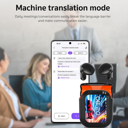 NexvoHub™ AI Translator Earbuds with Smart Display