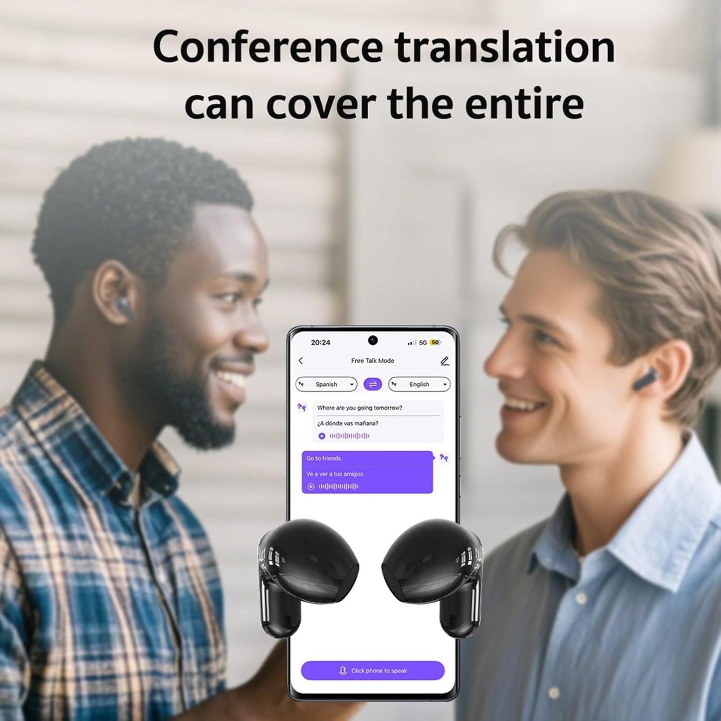 NexvoHub™ AI Translator Earbuds with Smart Display