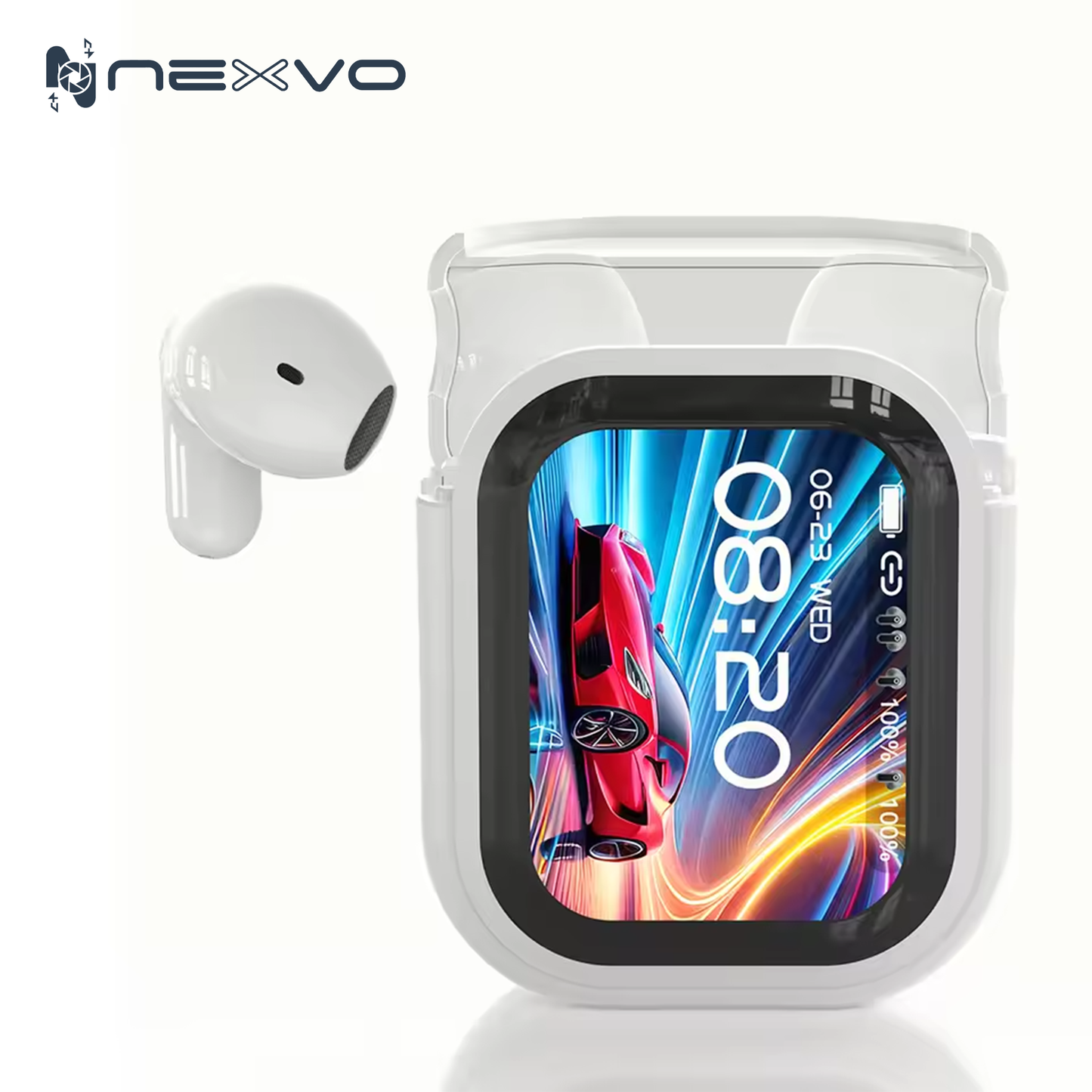 NexvoHub™ AI Translator Earbuds with Smart Display